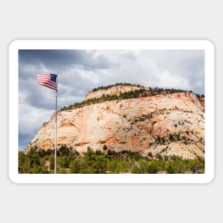 American Flag at Zion National Park Sticker